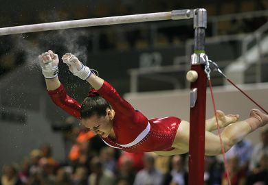 Gymnast falling off bars