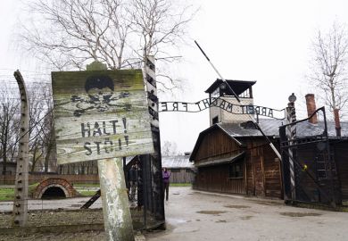 Halt sign at Auschwitz