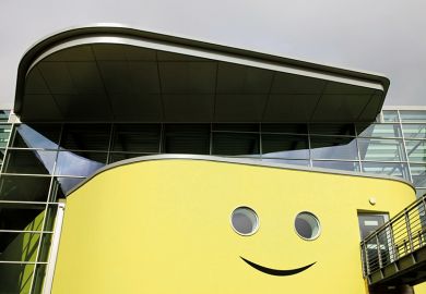 Napier University with a smile added to the image Napier University with a smile added to look like a happy face to illustrate Find your happy place