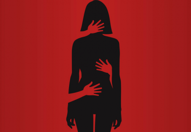 Silhouette of a woman with hands on her, illustrating sexual harassment