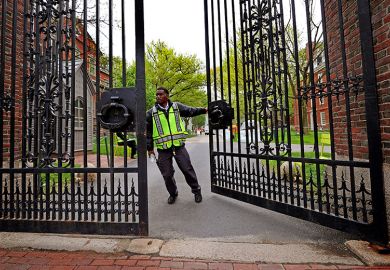 A security guard closing the Johnston Gate at Harvard University. As an illustration that Trump’s anti-DEI agenda ‘already having grave impact’, with some institutions shut down initiatives or continue them in a different guise. A security guard closing the Johnston Gate at Harvard University. As an illustration that Trump’s anti-DEI agenda ‘already having grave impact’, with some institutions shut down initiatives or continue them in a different guise.
