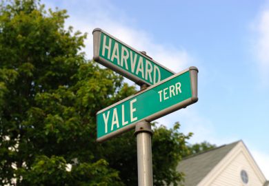 Harvard and Yale signs