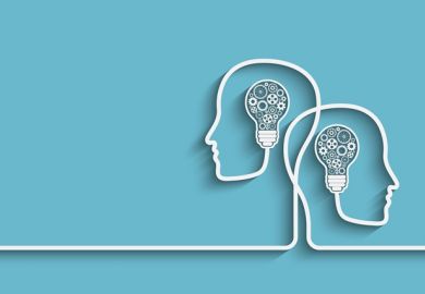 Heads and lightbulbs illustration