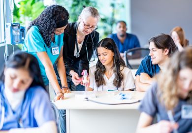 Healthcare students in a classroom