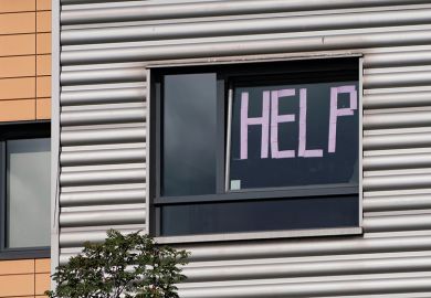 Students have posted messages on the windows of their halls of residence at Abertay University in Dundee