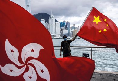 Mainland China and Hong Kong flags Mainland China and Hong Kong flags