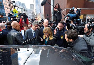 Felicity Huffman leaves the federal courthouse after facing charges in a nationwide college admissions cheating scheme Felicity Huffman leaves the federal courthouse after facing charges in a nationwide college admissions cheating scheme