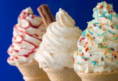 Three ice cream cones
