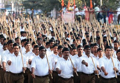 Rashtriya Swayamsevak Sangh (RSS) members in a rally in support of India’s new citizenship law, 2019 Rashtriya Swayamsevak Sangh (RSS) members in a rally in support of India’s new citizenship law, 2019