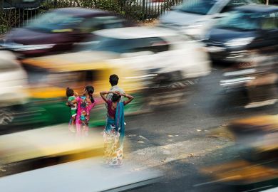 Crossing the road in India