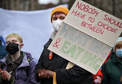 Campaigners protest against the rising cost of living in George Square, UK, 2022 Campaigners protest against the rising cost of living in George Square, UK, 2022