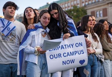Vigil supporting Israel at Columbia Unversity, New York, October