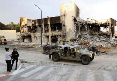 a police station in Sderot, destroyed by a gun battle between Israeli trooops and the militant group Hamas