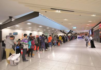 Queue at Melbourne airport immigration visa australia
