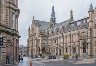 The impressive architecture of the McManus Galleries at the top of Commercial Street Dundee Scotland The impressive architecture of the McManus Galleries at the top of Commercial Street Dundee Scotland
