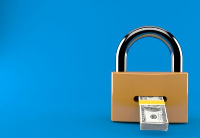 Dollars coming out of a padlock