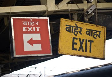 Exit sign in Hindi