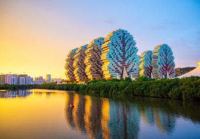 Tourist complex Beauty Crown Hotel in Sanya is the largest hotel in the world in Hainan, China.