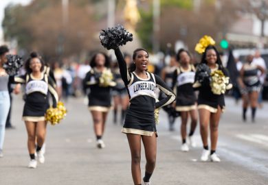 Bayou Classic Parade, Members of the Lumberjacks cheerleaders performing at the parade Bayou Classic Parade, Members of the Lumberjacks cheerleaders performing at the parade.