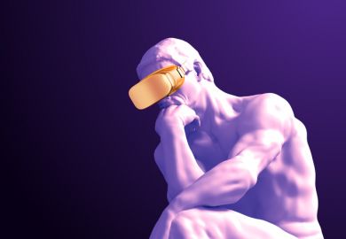 The thinker wearing a virtual reality headset. Do academics need to adopt new tech faster?