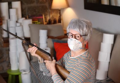 A woman holds a gun while stockpiling toilet roll. Despite social media appearances, not all right-wingers are gun-toting Trump fanatics, says expert