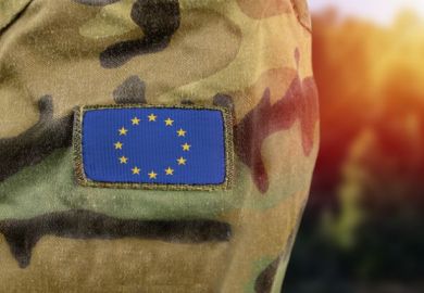 European Union flag patch on soldier's arm