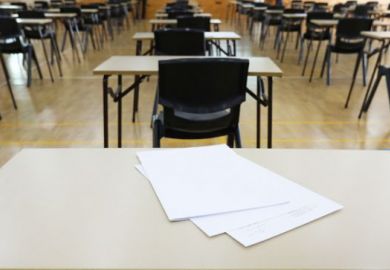 An empty exam room from behind