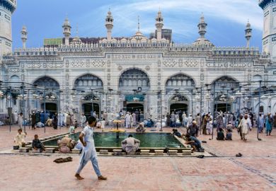 Inside famous Mohabbat Khan Mosque, Peshawar.