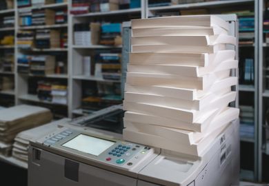 Stacks of paper on photocopier