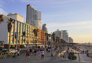 Dan Tel Aviv hotel and Tel Aviv promenade in the evening