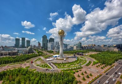 The central part of the capital of Kazakhstan - the city of Astana on a cloudy summer day. The central part of the capital of Kazakhstan - the city of Astana on a cloudy summer day.
