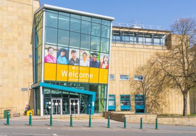 The main entrance at Bradford University in West Yorkshire