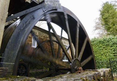 Spinning water wheel at an Irish mill