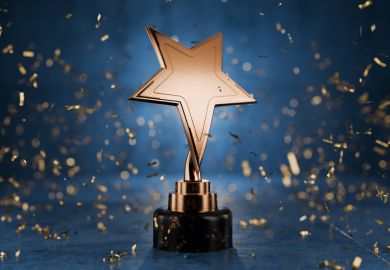 Gold star on a blue background