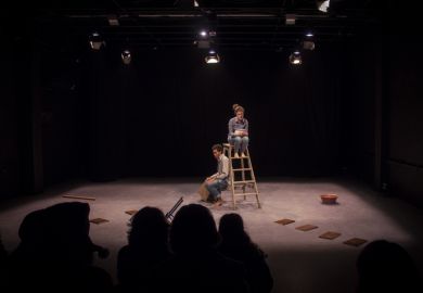 Actors Rehearsing On Stage