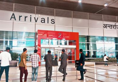 People waiting at arrival at Delhi IGI IndiaAirport, India