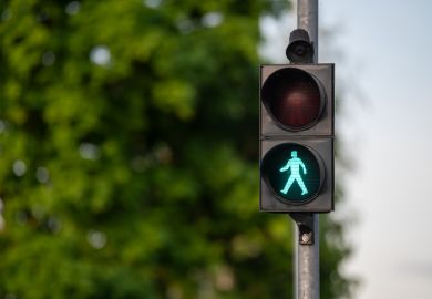 Green light on pedestrian crossing