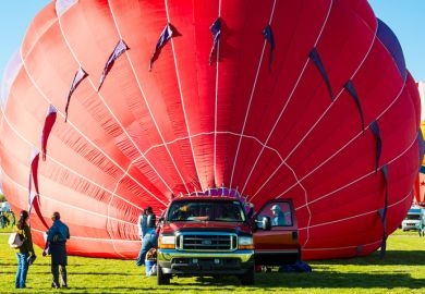 Hot air balloon is inflated