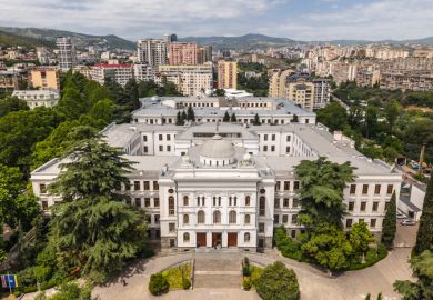 Aerial view of main building of the Tbilisi State University