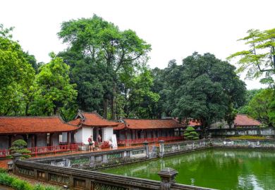 The Temple of Literature in Hanoi during a rainy day, Vietnam, July 2025