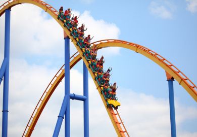  People riding the Behemoth rollercoaster at Canada's Wonderland amusement park