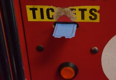 Arcade Game Dispensing Tickets Vintage Worn With Red Button