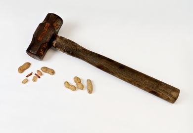 Hammer and cracked nut Hammer and cracked nut