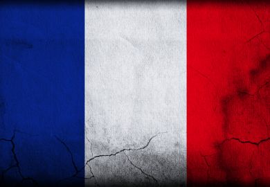 French flag with cracks, France, election