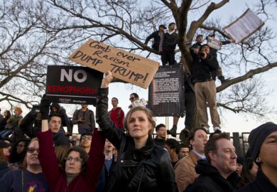 Student protest against Donald Trump at the University of Chicago in 2016