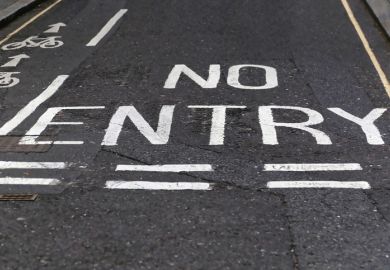 ‘No entry’ painted on a road access, widening participation, no entry