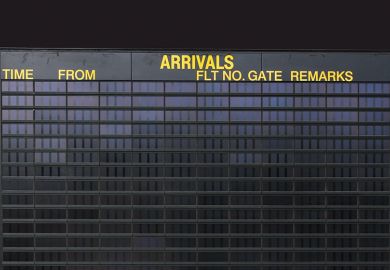 Empty arrivals board illustrating Australia’s closed borders, international students
