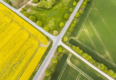 A rural crossroads from the air A rural crossroads from the air