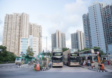 Bus station on Tsing Yi Island island, Hong Kong