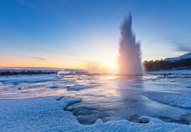Water breaking frozen surface Water breaking frozen surface